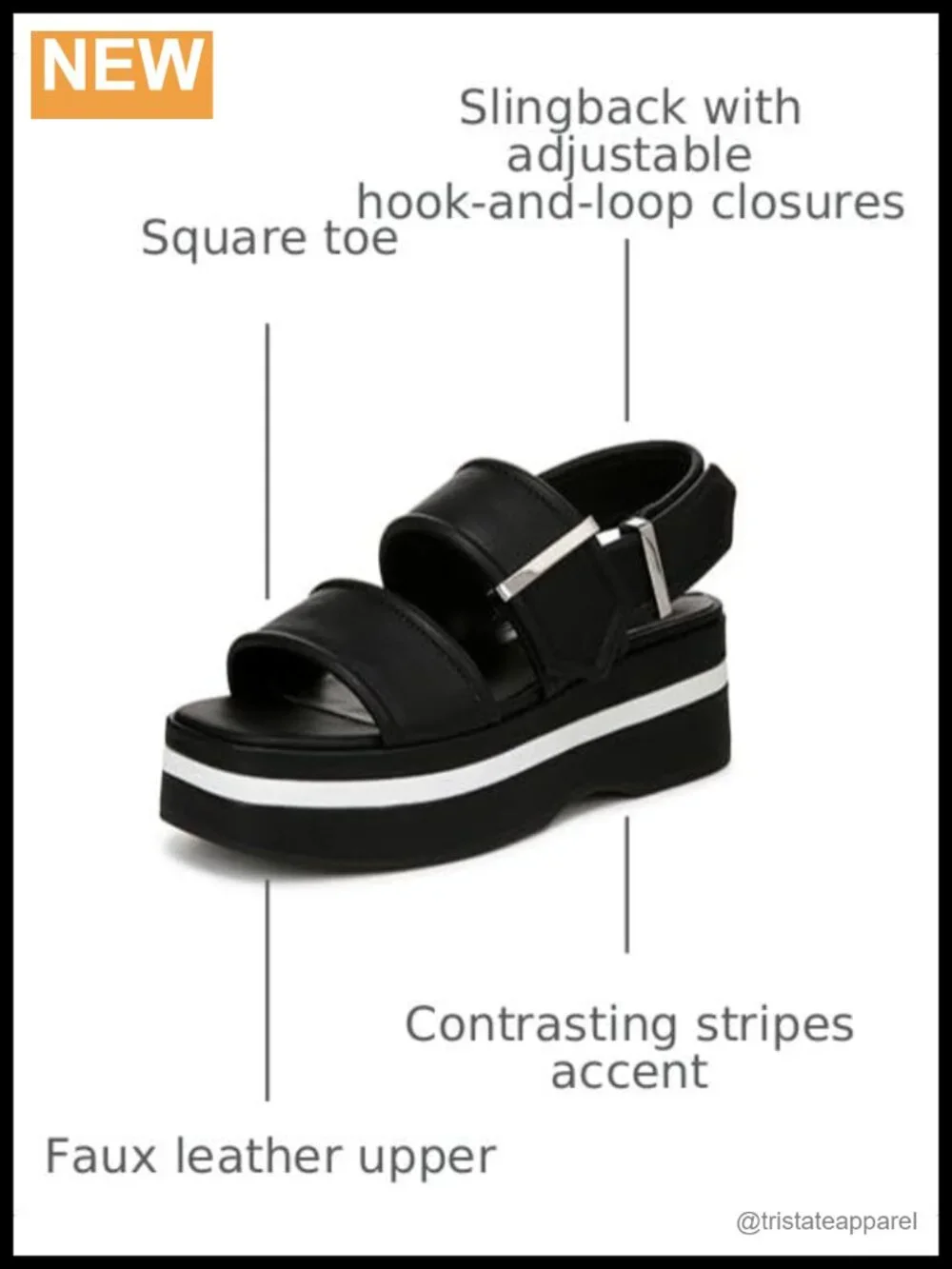 Faux Leather Platform Slingback Sandals Casual Open Toe
